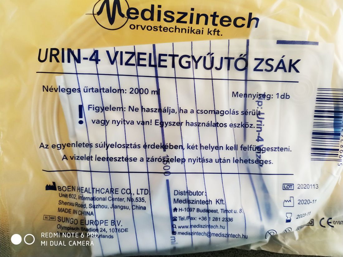  Mediszintech URIN 4 vizeletgyűjtő zacskó, 2 l Jelenleg nem elérhető a termék!